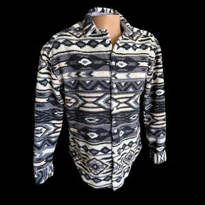 ASOS Mens Western Aztec Print Fleece Over Shirt Jacket Button Down Small